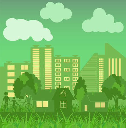 Environmentally symbols of urban lifestyles. Vector illustrationのイラスト素材