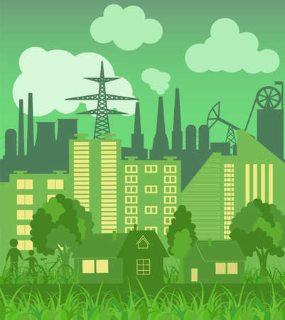 Environmentally symbols of urban lifestyles. Vector illustrationのイラスト素材