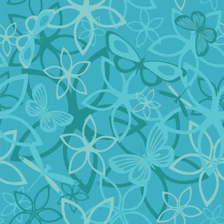 Floral butterfly abstract background, seamless. Vector illustrationのイラスト素材