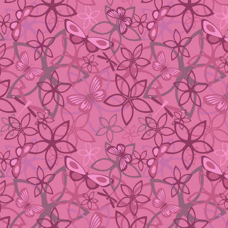 Floral butterfly abstract background, seamless. Vector illustrationのイラスト素材