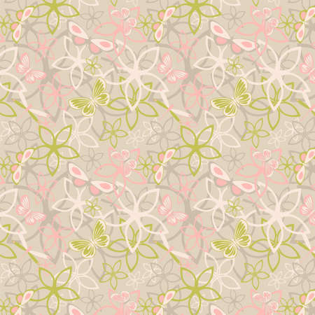 Floral butterfly abstract background, seamless. Vector illustrationのイラスト素材