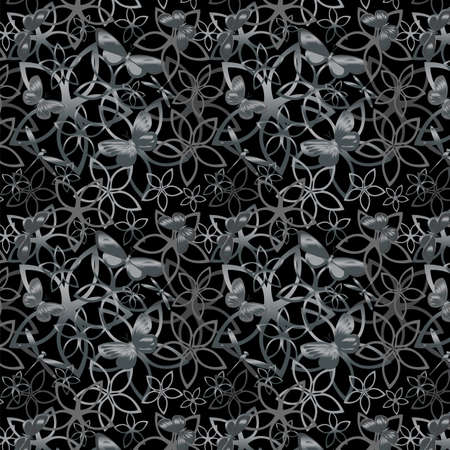 Floral butterfly abstract background, seamless. Vector illustrationのイラスト素材