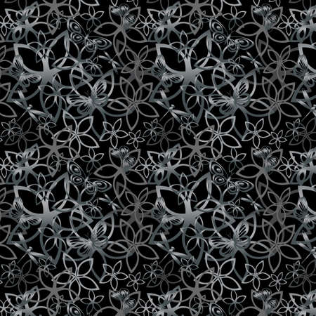 Floral butterfly abstract background, seamless. Vector illustrationのイラスト素材
