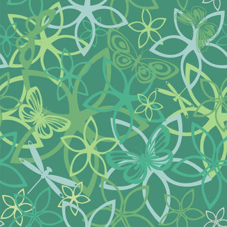 Floral butterfly abstract background, seamless. Vector illustrationのイラスト素材