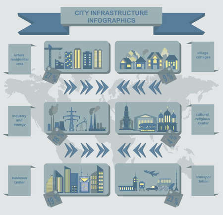 Set of elements infrastructure city, vector infographics. Illustrationのイラスト素材