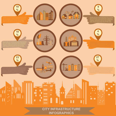 Set of elements infrastructure city, vector infographics. Illustrationのイラスト素材