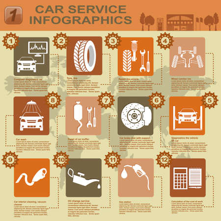 Car service, repair Infographics illustrationのイラスト素材
