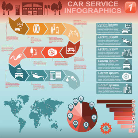 Car service, repair Infographics illustrationのイラスト素材