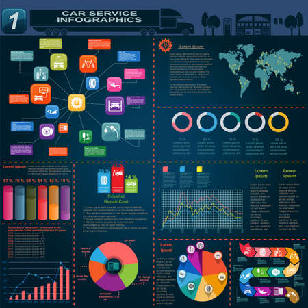 Car service, repair Infographics illustrationのイラスト素材