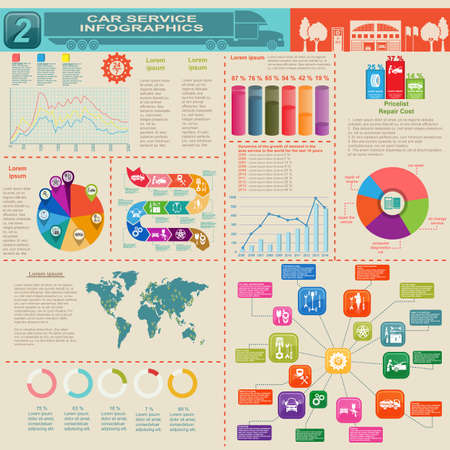 Car service, repair Infographics illustrationのイラスト素材