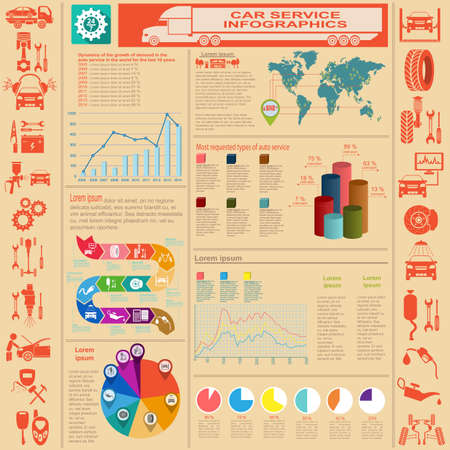 Car service, repair Infographics illustrationのイラスト素材