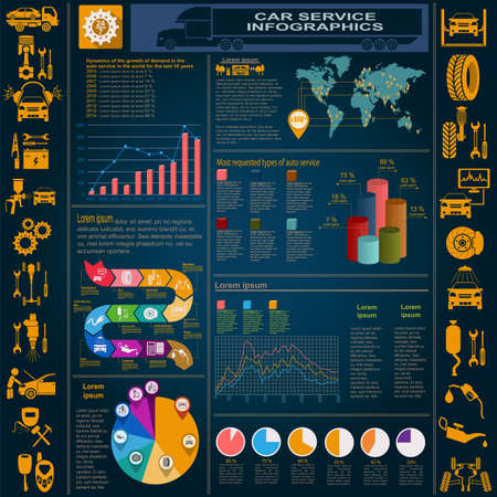 Car service, repair Infographics illustrationのイラスト素材