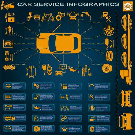 Car service, repair Infographics illustrationのイラスト素材