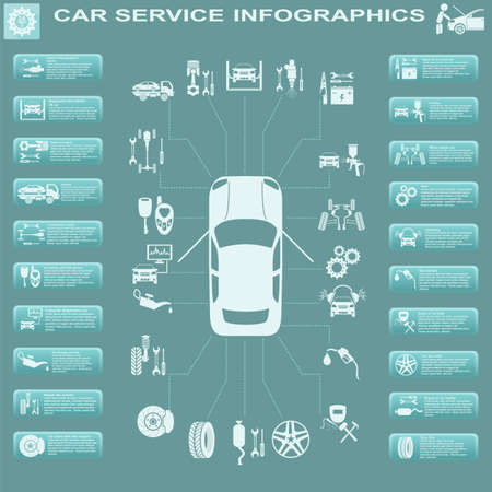Car service, repair Infographics illustrationのイラスト素材