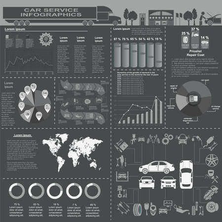 Car service, repair Infographics. のイラスト素材