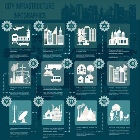 Set of elements infrastructure cityのイラスト素材