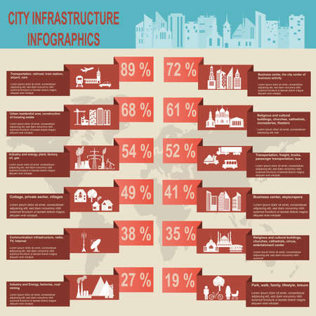 Set of elements infrastructure city, vector infographics. Illustrationのイラスト素材
