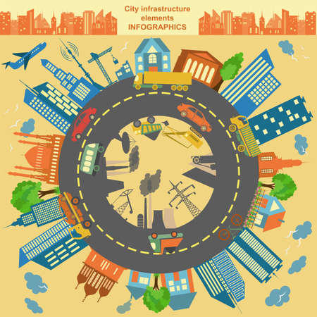 Set of modern city elements for creating your own maps of the city. のイラスト素材