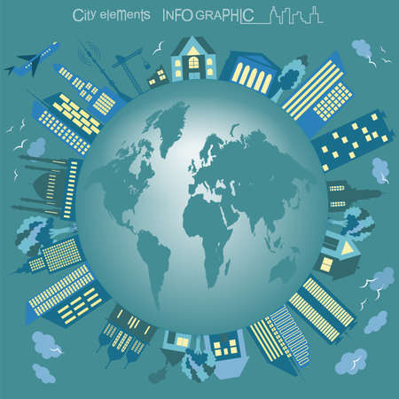 Set of modern city elements for creating your own maps of the city. のイラスト素材