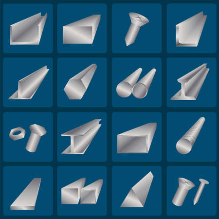 Set of metal profiles icons. のイラスト素材