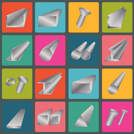 Set of metal profiles icons. のイラスト素材