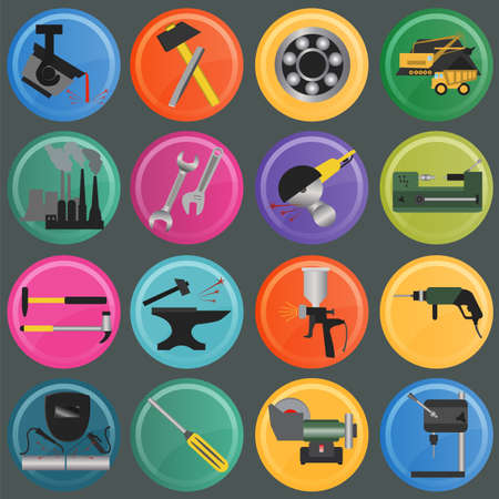 Set of metal working tools icons. のイラスト素材