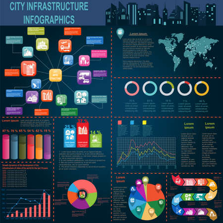 Set of elements infrastructure city, vector infographics. Illustrationのイラスト素材