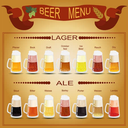 Beer menu set, creating your own infographics. Vector illustrationのイラスト素材