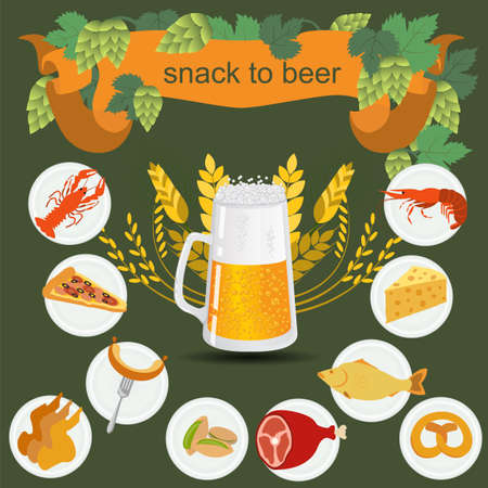 Beer snack  infographics, set elements, for creating your own infographics. Vector illustrationのイラスト素材