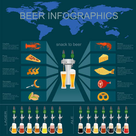 Beer snack  infographics, set elements, for creating your own infographics. Vector illustrationのイラスト素材