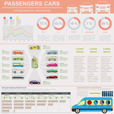 Passenger car, transportation infographics.  Vector illustrationのイラスト素材