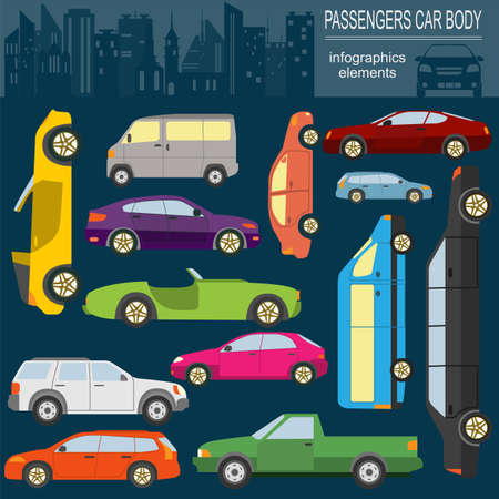 Passenger car, transportation infographics.  Vector illustrationのイラスト素材