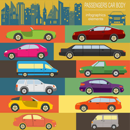 Passenger car, transportation infographics.  Vector illustrationのイラスト素材