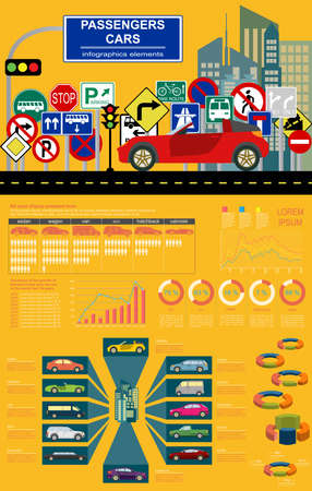 Passenger car, transportation infographics.  Vector illustrationのイラスト素材