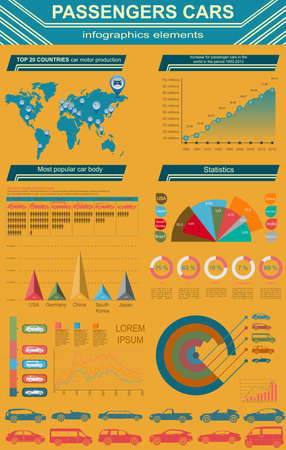 Passenger car, transportation infographics.  Vector illustrationのイラスト素材