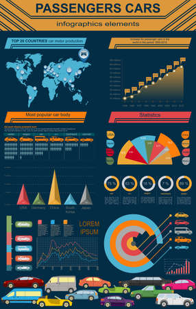Passenger car, transportation infographics.  Vector illustrationのイラスト素材