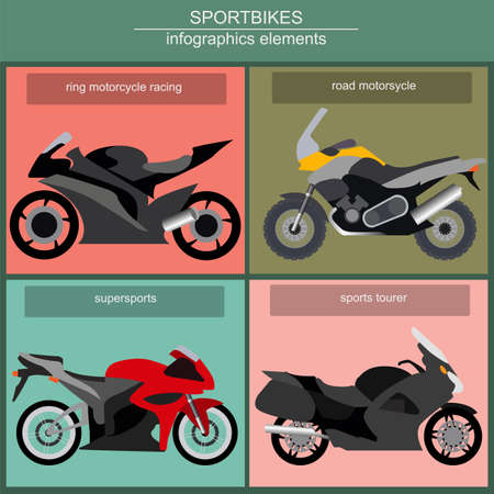 Set of elements sportbikes for creating your own infographics or maps. Vector illustrationのイラスト素材