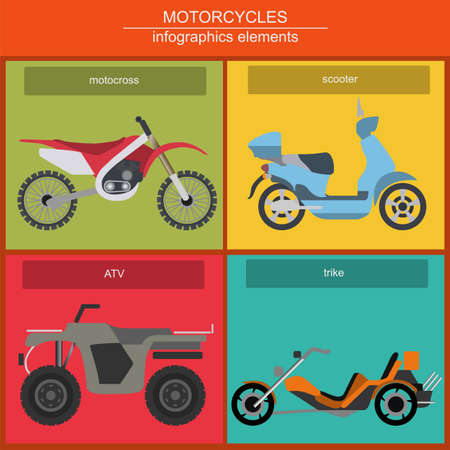 Set of elements choppers, cruisers for creating your own infographics or mapsのイラスト素材