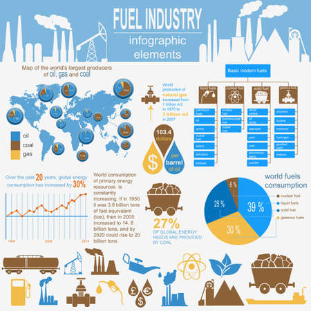 Fuel industry infographic, set elements for creating your own infographics. Vector illustrationのイラスト素材