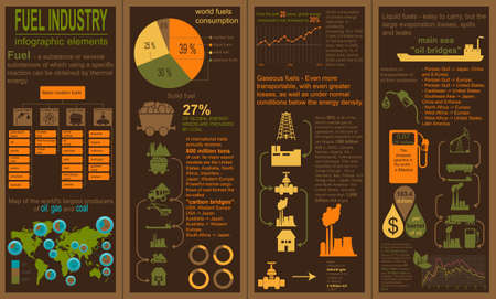 Fuel industry infographic, set elements for creating your own infographics. Vector illustrationのイラスト素材