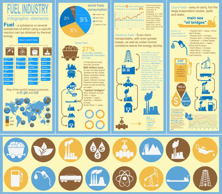 Fuel industry infographic, set elements for creating your own infographics. Vector illustrationのイラスト素材