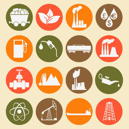 Set 16 fuel and energy icons. Vector illustrationのイラスト素材