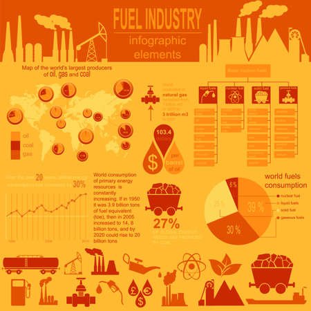 Fuel industry infographic, set elements for creating your own infographics. Vector illustrationのイラスト素材
