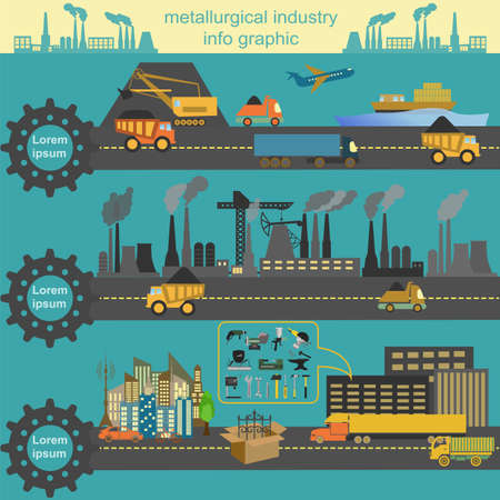 Set of metallurgy icons, metal working tools; steel profiles for creating your own industry infographics. Vector illustrationのイラスト素材