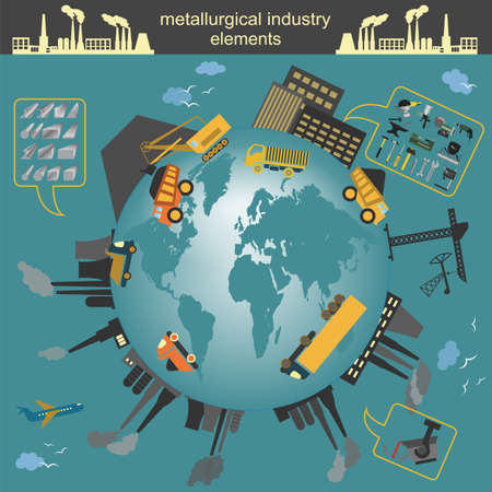 Set of metallurgy icons, metal working tools; steel profiles for creating your own industry infographics. Vector illustrationのイラスト素材