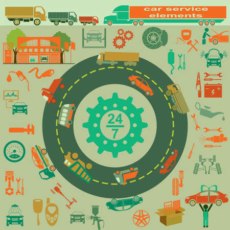 Set of auto repair service elements のイラスト素材