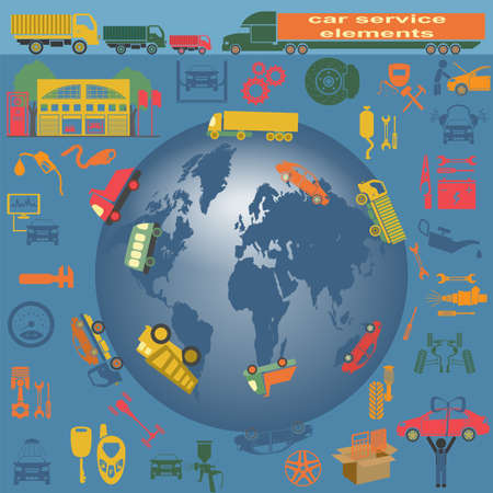 Set of auto repair service elements のイラスト素材