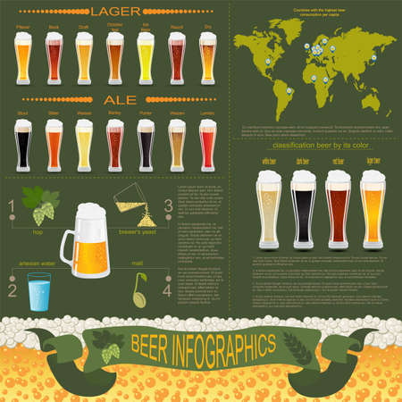 Beer infographics, set elements, for creating your own infographics. Vector illustrationのイラスト素材