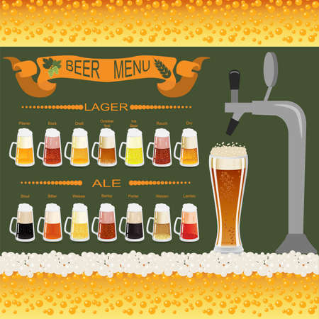 Beer menu set, creating your own infographics. Vector illustrationのイラスト素材