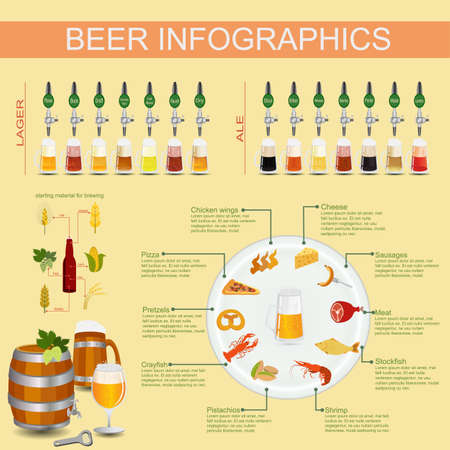 Beer snack  infographics, set elements, for creating your own infographics. Vector illustrationのイラスト素材
